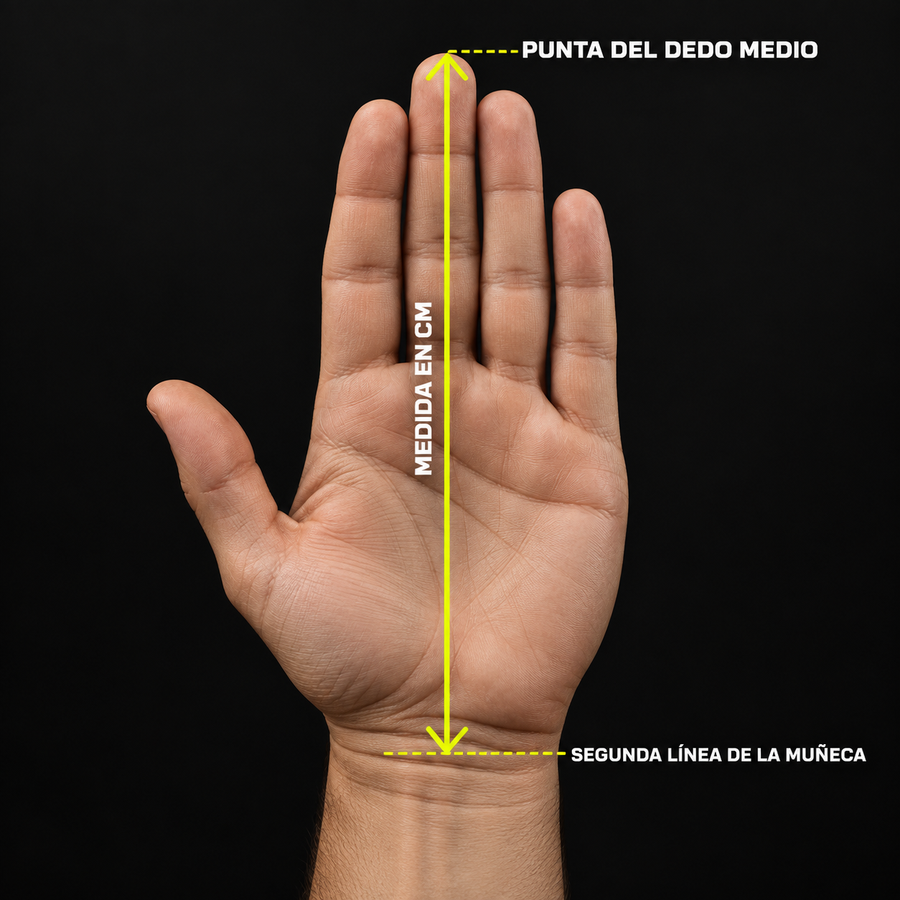 How to measure your hand for goalkeeper gloves: from the second wrist crease to the tip of the middle finger